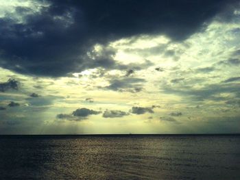 View of calm sea against cloudy sky