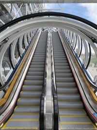 High angle view of escalator