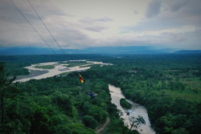 High angle view of landscape against sky