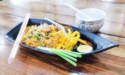 High angle view of food on table