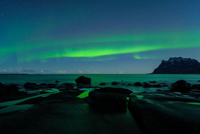 Scenic view of sea against sky at night