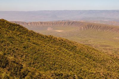 Highway angle view of rift valley seen from mount longonot in naivasha, rift valley, kenya