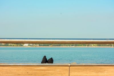 Scenic view of sea against clear sky