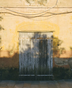 Closed door of old building