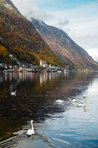 Scenic view of lake against sky