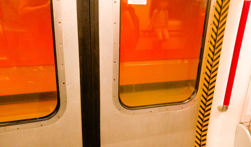 Close-up of train window