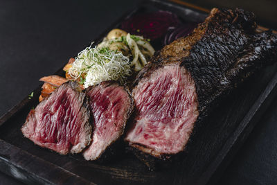 High angle view of food on table