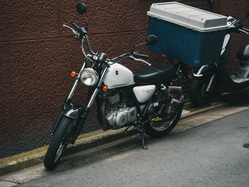 High angle view of bicycle parked on street