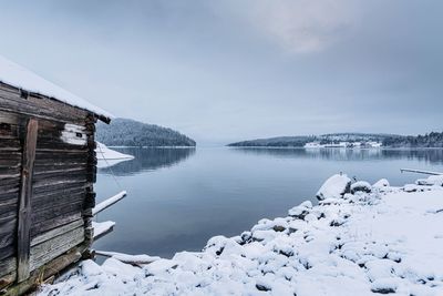 Scenic view of frozen lake against sky