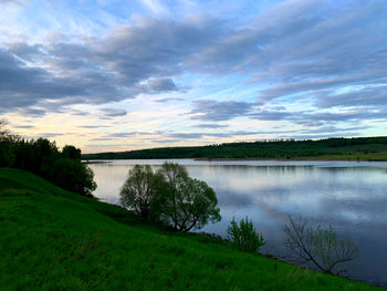 Scenic view of lake against sky