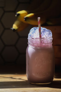 Close-up of drink in glass on table