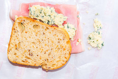 High angle view of bread in plate