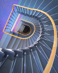 High angle view of spiral staircase in building