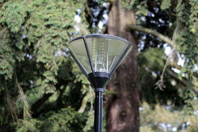 Low angle view of street light against trees