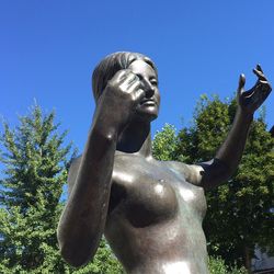 Low angle view of statue against clear sky