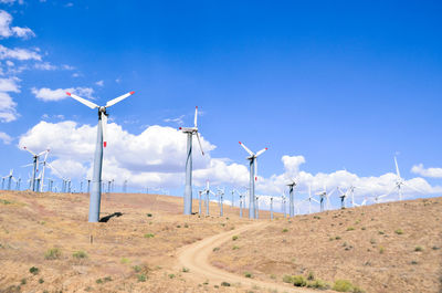 Wind turbines on landscape
