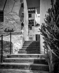 Low angle view of stairs against sky