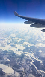 Aerial view of airplane wing