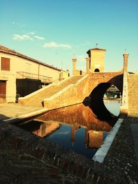 Tilt image of built structure against sky