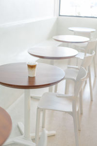 Empty coffee cup on table