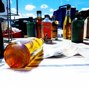 Close-up of bottle in jar