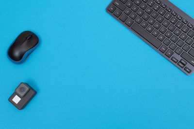 High angle view of computer keyboard on table