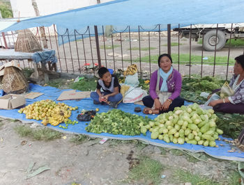 Portrait of people working in farm