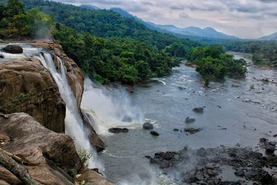 Scenic view of waterfall