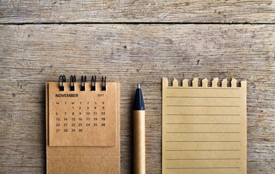 High angle view of pen on table