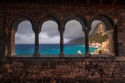 View of historical building from sea