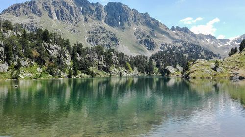 Beautiful lake at natural park of pyrenees, spain