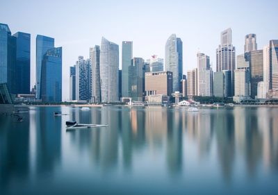 City skyline with river in background