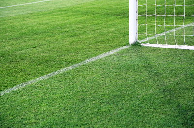 Goal post on soccer field