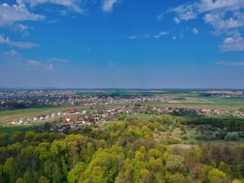 High angle view of townscape against sky