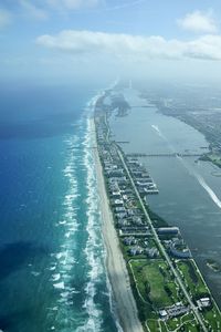 High angle view of sea against sky