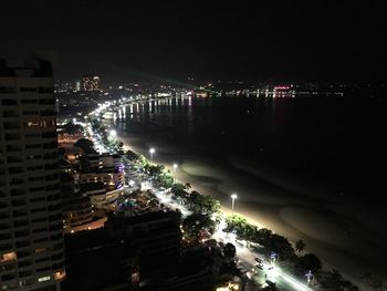 Illuminated cityscape at night