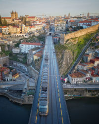 High angle view of buildings in city