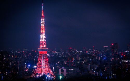 Illuminated city at night