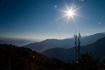 Scenic view of silhouette mountains against sky