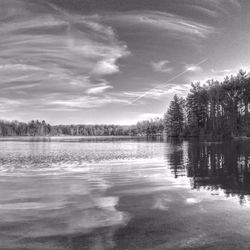 Reflection of trees in lake