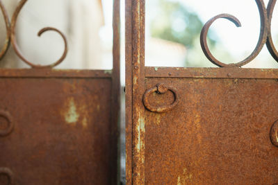 Close-up of rusty metal door