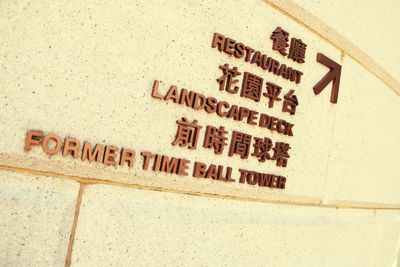 Close-up of text on wall