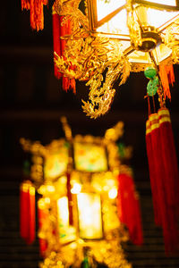 Low angle view of illuminated temple