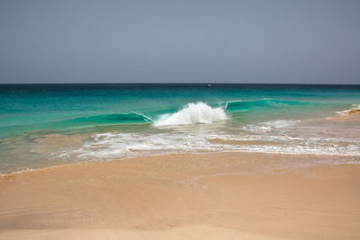 Scenic view of sea against clear sky