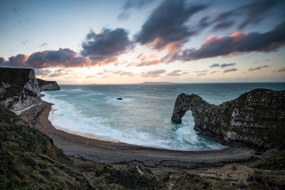 Scenic view of sea against sky during sunset