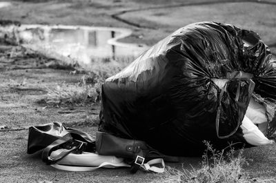 Close-up of senior woman on land