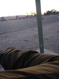 Low section of snow covered landscape