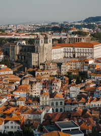 High angle view of townscape against sky