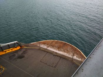 High angle view of ship in sea