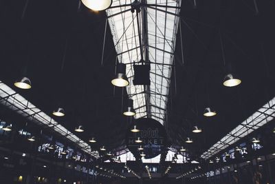 Low angle view of illuminated ceiling